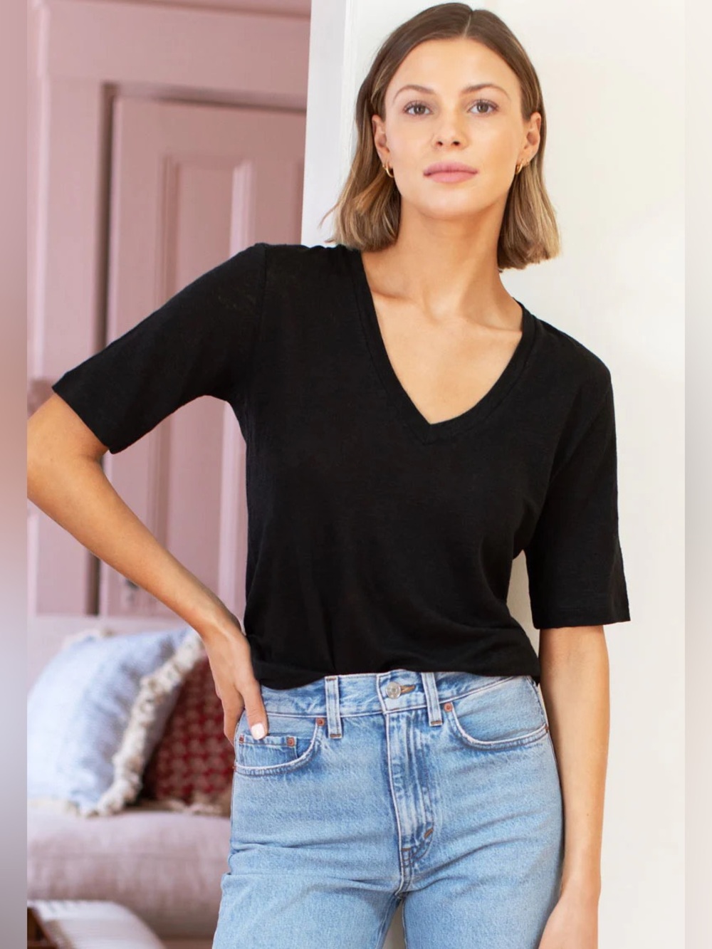 Luxe Emerson T - black linen